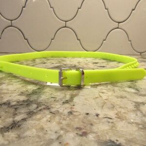 New Christian Louboutin $290 Loubispikes Fluorescent green Belt 32"-36"